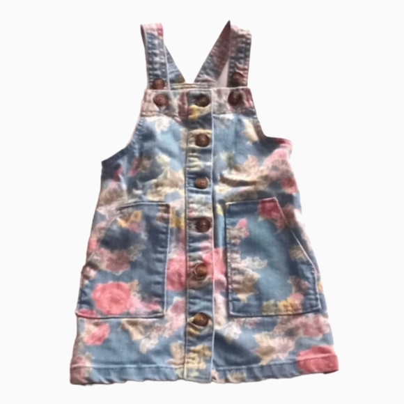 wonder nation Other - Wonder Nation toddler girl size 2t floral overal jean dress button up